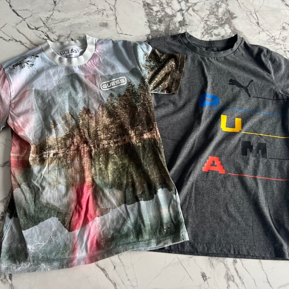 Puma and Guess Set of 2 Boys Kids Tee Shirts Sz 10 yrs